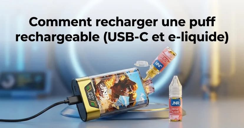 Comment recharger une puff rechargeable (USB-C et e-liquide)